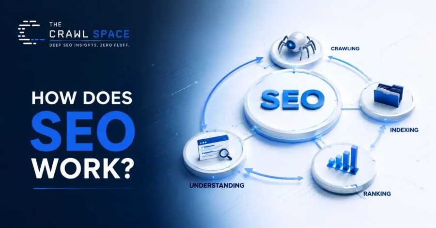 How SEO works through crawling, indexing, understanding, and ranking web pages.