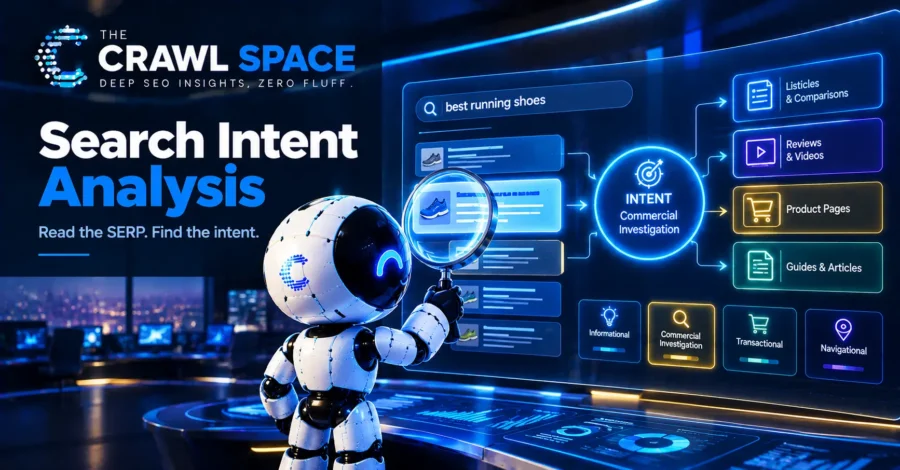 A visual workflow diagram illustrating our agency's search intent analysis process, from portfolio keyword triage to detecting intent drift on live pages.