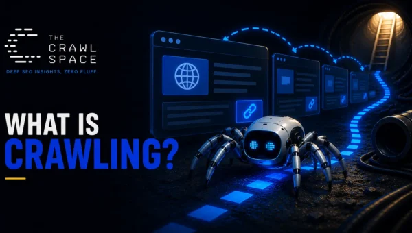 Search engine crawler discovering web pages through links and website pathways.