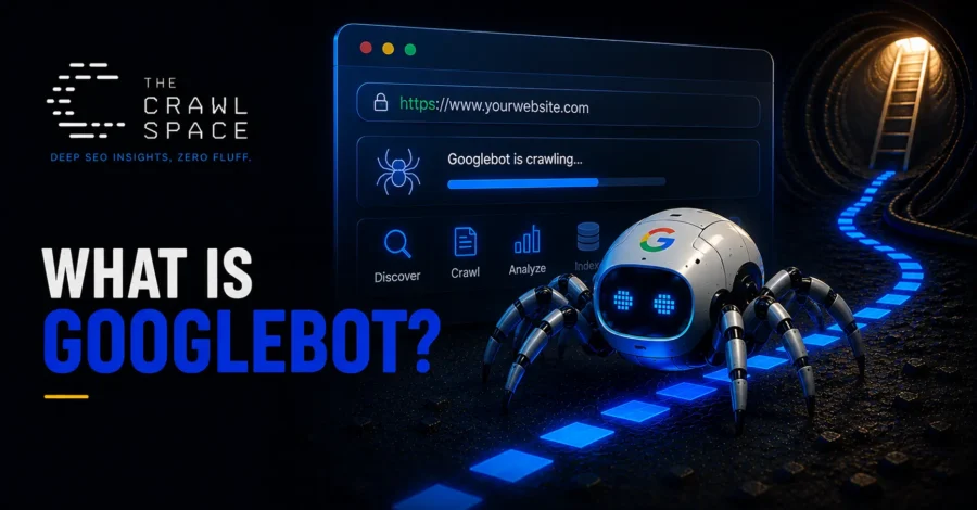 Googlebot crawling a website to discover and understand web pages for Google Search.